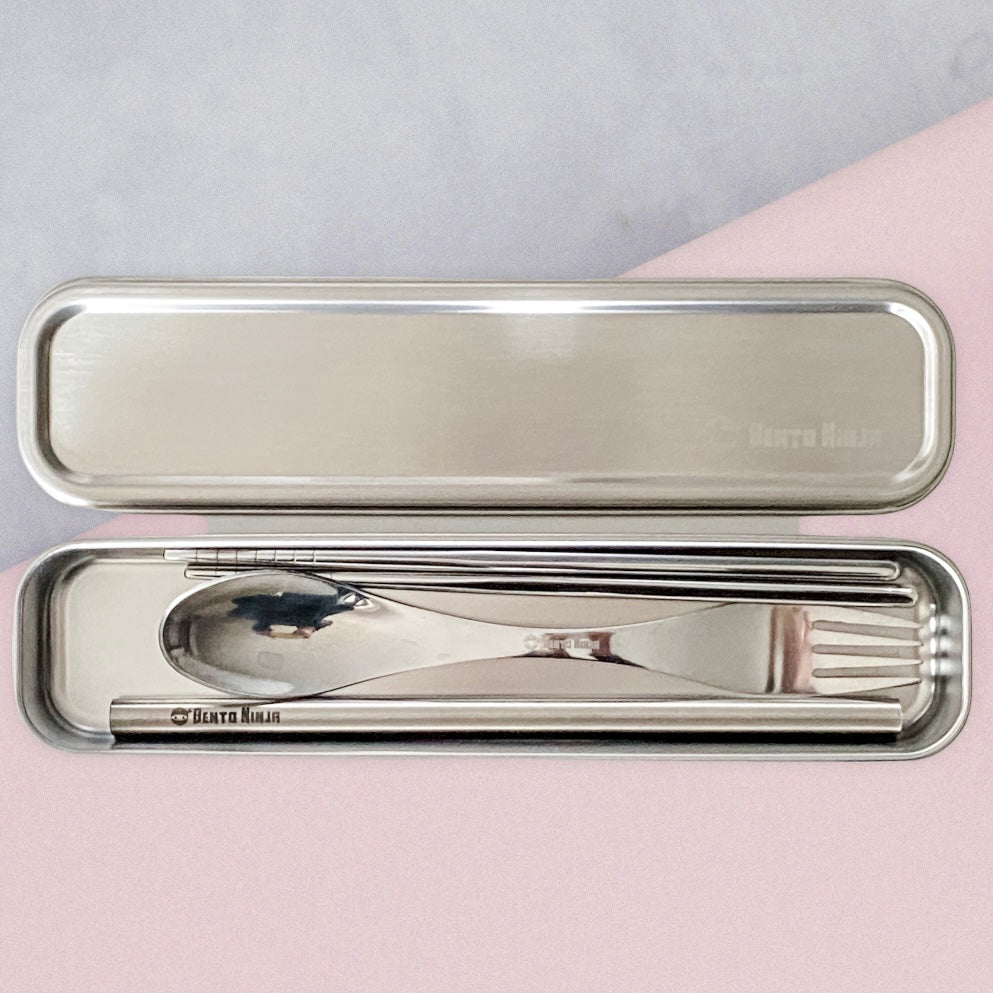 Cutleries on the go - reusable cutlery travel set 4 item bundle