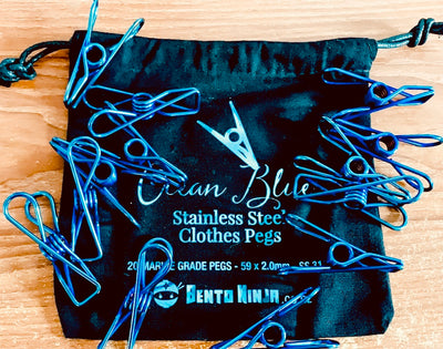Ocean Blue Pegs- Stainless Steel Marine Grade Clothes Pegs