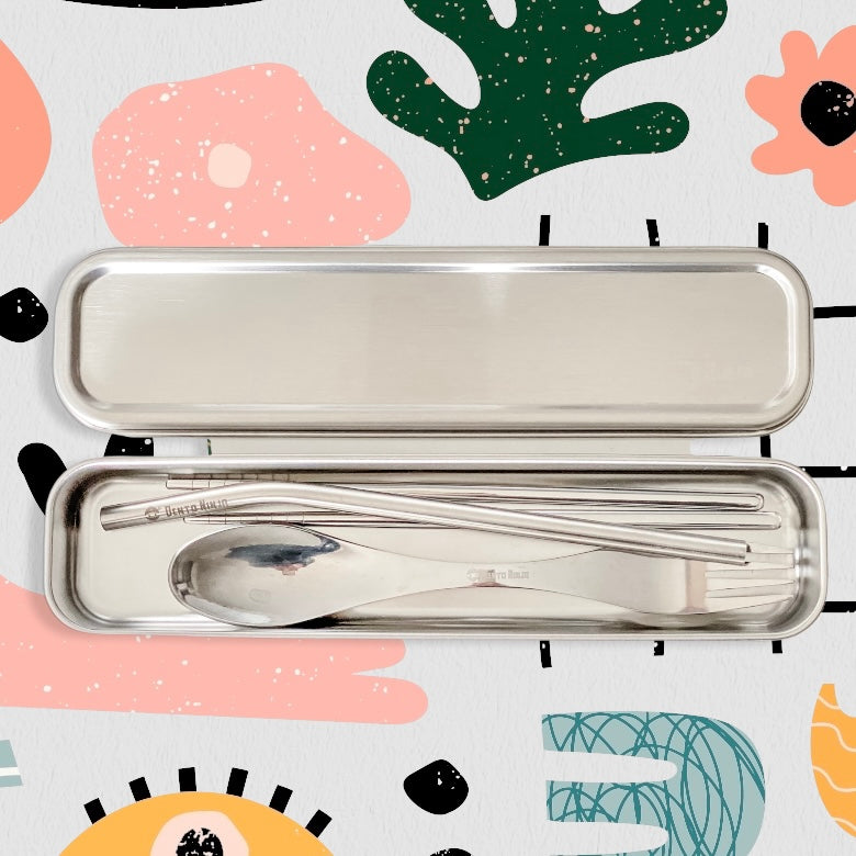 Cutleries on the go - reusable cutlery travel set 4 item bundle